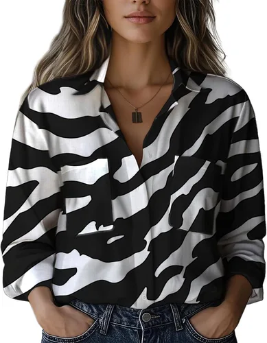 Miniatura 15 de Summer Tops for Women Lightweight Button Flowy Shirts Boho Long Sleeve Blouses Casual Clothes with Pockets