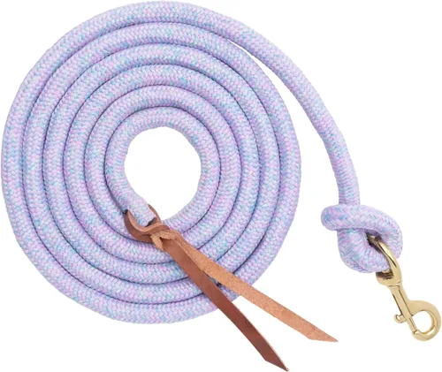 Correa de plomo poli cowboy de cuero Weaver con broche, 5/8" x 10', Lila claro/Azul claro/Verde claro Morado claro/azul claro/verde claro