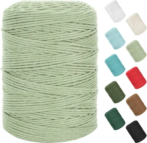 Miniatura 128 de Cordón de macramé de 0.079 in x 380 yardas (1140 pies), cuerda de algodón natural para colgar en la pared, ganchos de plantas, manualidades, Beige