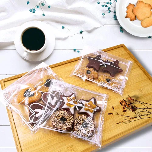 Miniatura 7 de 200 bolsas de celofán transparentes con lazo de encaje, bolsa de celofán, bolsa de regalo de fiesta para panadería, dulces, galletas A Hecho a mano