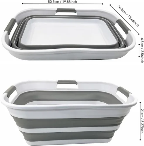 Miniatura 3 de SAMMART Cesta plegable de plástico de 21 litros (5.5 galones), contenedor de almacenamiento plegable y organizador, tina de lavado portátil, cesta