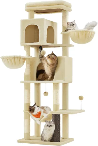 Miniatura 9 de Feandrea Árbol para Gatos, Torre para Gatos de 69 Pulgadas de Alto para Gatos de Interior, Condominio para Gatos de Múltiples Niveles con 2 Cuevas