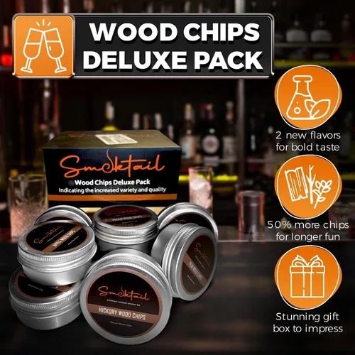 Miniatura 2 de Paquete de 8 chips de madera para ahumar cócteles, paquete de 8 chips de madera, paquete de repuesto para kit de ahumador de cóctel, accesorios