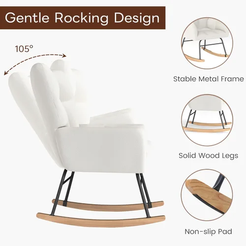 Miniatura 8 de Mecedora para cuarto de bebé, sillas mecedoras para cuarto de bebé, silla mecedora para bebé, mecedora con balancín, diseño de seguridad antivuelco