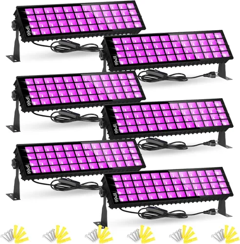 Miniatura 10 de Barra de luz negra de 120 W, luz negra IP66 con enchufe+interruptor+cable de 6 pies, luz negra impermeable con 100 LED, luz negra para fiesta