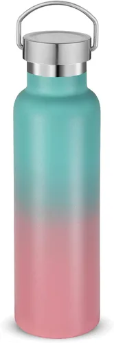 Miniatura 19 de Neihepal Paquete de 4 botellas de agua aisladas de 20 onzas, botella deportiva de doble pared de acero inoxidable con tapa de asa, termo Bubble gum