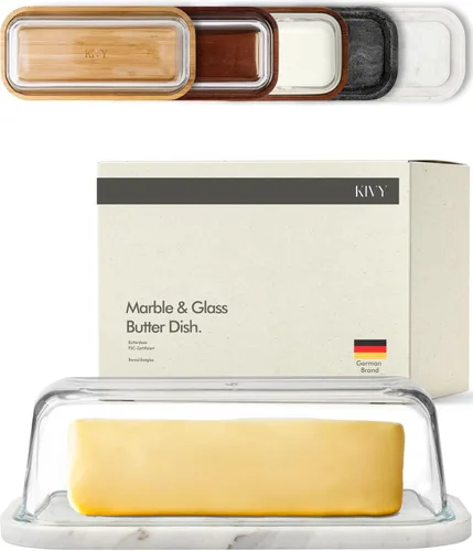 Miniatura 12 de Mantequera de vidrio KIVY con tapa hermética que mantiene la mantequilla suave - Para encimera y estante de la puerta del refrigerador - Bandeja