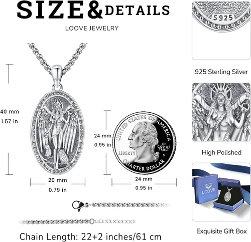 Miniatura 28 de Collar de pentagrama de plata de ley con triple luna, diosa celta, nudo celta, nudo de brujas, Ankh, sol y luna, Hécate, lilith, Santa Muerte