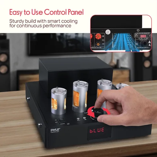 Miniatura 4 de Pyle Receptor amplificador Bluetooth con 4 tubos de vacío, sistema estéreo de audio doméstico de alta fidelidad de 500 W, lector USB, entradas
