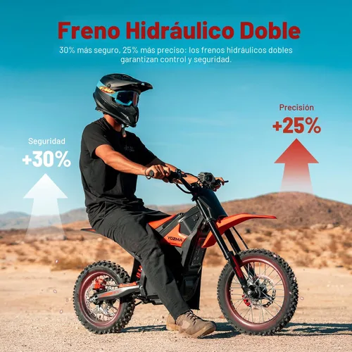 Miniatura 3 de Yozma IN10 Moto eléctrica todo terreno, velocidad máxima de 40 MPH, rango máximo de 53 millas Bicicleta eléctrica Fire Red