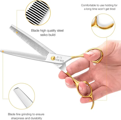 Miniatura 5 de JASON Tijeras de Entresacar de 7.5 pulgadas para Perros de 40 Dientes, Tijeras de Mezcla para Acicalamiento de Perros, Tijeras Profesionales