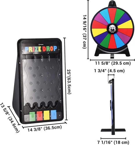 Miniatura 4 de Kit de tablero de premios WinSpin, rueda de premios de 12" y tablero de caída de 25x14, juego giratorio de la fortuna, águila de mesa, juego