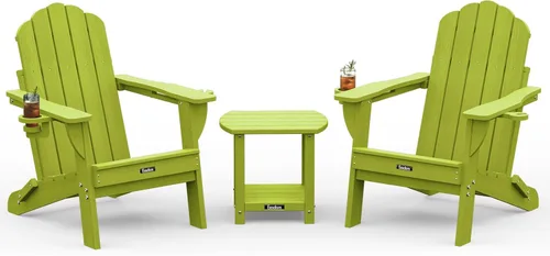 Miniatura 20 de Silla Adirondack plegable, silla Adirondack de HDPE con 2 soportes para tazas, sillas para fogatas al aire libre de fácil montaje para patio