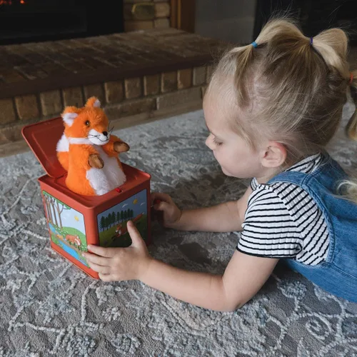 Miniatura 2 de Jack Rabbit Creations Finn The Fox Jack in The Box - Juguete de peluche, zorro de peluche, manivela lateral juega Pop Goes The Weasel, emergente