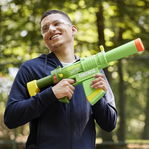Miniatura 11 de Nerf Fortnite SMG-Zesty Elite - Pistola de dardos extraíble y barril, clip extraíble de 10 dardos, 10 dardos oficiales Nerf Elite