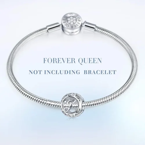 Miniatura 45 de FOREVER QUEEN - Dije con letra inicial de la A a la Z, para pulsera y collar, de plata de ley 925 con cuentas de circonita cúbica, joyería de regalo