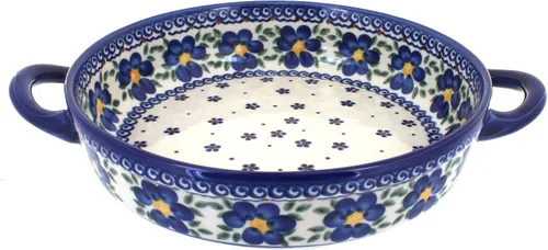 Miniatura 10 de Blue Rose Polish Pottery - Horno redondo pequeño Ashley naranja con asas, 9 pulgadas de diámetro, único, apto para lavavajillas y duradero