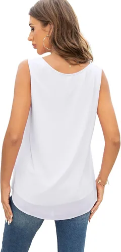 Miniatura 6 de QUEZHU Blusa casual de verano para mujer, de doble capa, de gasa, holgada, para el trabajo