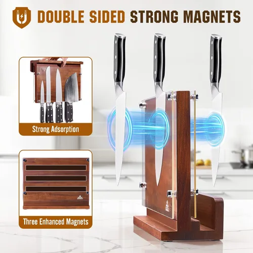 Miniatura 7 de ENOKING Bloque magnético para cuchillos con escudo acrílico de 12 x 9 pulgadas, soporte para cuchillos de cocina de doble cara sin cuchillos