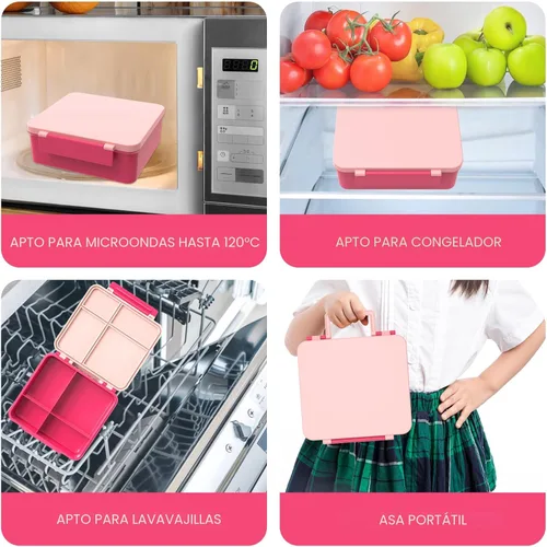 Miniatura 5 de Pawtong Lonchera Bento con termo de sopa de 8 onzas, recipientes de comida a prueba de fugas para niños con 4 compartimentos, recipiente de comida