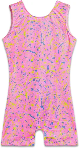 TENVDA Leotardos de gimnasia para niñas de 2 a 12 años de edad, brillante, multicolor, mallas con pantalón ciclista, unitardo
