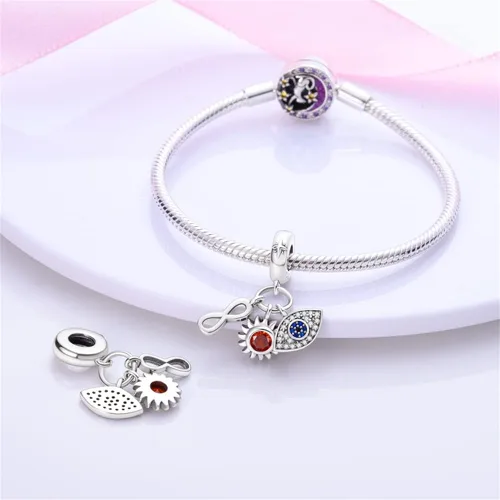 Miniatura 2 de Pandach Cuentas y Dijes de plata de ley 925 para pulseras y collares, colgantes de mariposa y auriculares, dijes de trébol, joyería de regalo