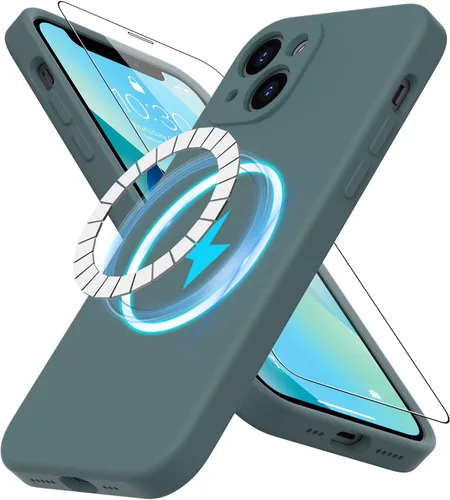 Miniatura 28 de DEENAKIN Funda magnética de silicona para iPhone 12 Pro con protector de pantalla, compatible con MagSafe, protección de cámara, funda protectora