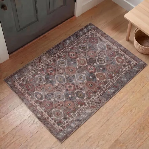 Miniatura 130 de Kuden Alfombra pequeña de 2 x 3, lavable a máquina, parte trasera antideslizante, estilo vintage, suave, pelo bajo, alfombras de área para entrada
