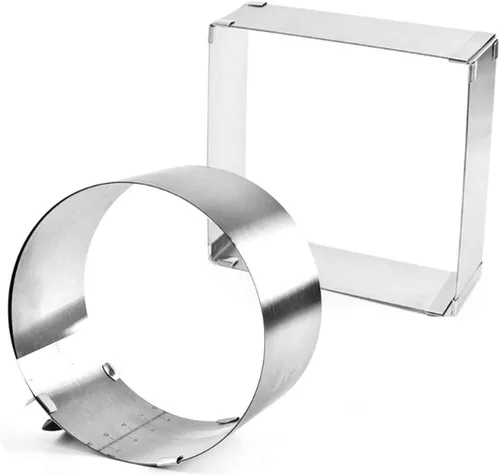 Miniatura 2 de Moldes de mousse ajustables de 6 a 12 pulgadas para tartas redondas y cuadradas, juego de anillos de acero inoxidable para tartas, 2 piezas