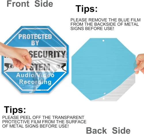 Miniatura 8 de Paquete de 2 letreros de seguridad protegidos por el sistema de seguridad para el hogar con estacas de aleación de 36 pulgadas, 12 x 12 pulgadas