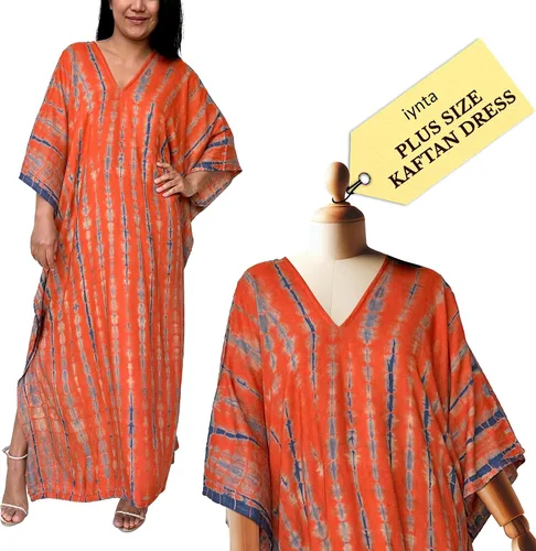 Miniatura 23 de Vestidos caftán hechos a mano en talla grande para mujer, vestido de gran tamaño teñido anudado, salida de baño para vacaciones y salidas nocturnas