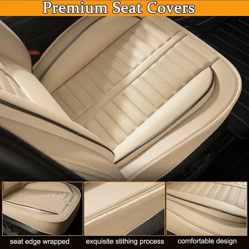 Miniatura 6 de Juego de fundas de asiento de automóvil para GMC Canyon 2015-2025, juego de fundas de asiento delantero de cuero con soporte lumbar, protector