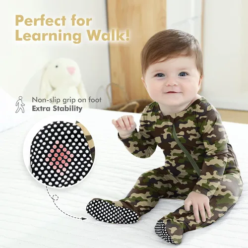 Miniatura 5 de HAPIU - Pijama de bambú con pies para bebé, con cremallera frontal de 2vías, mamelucos Sleep 'N Play, de 0a 24meses