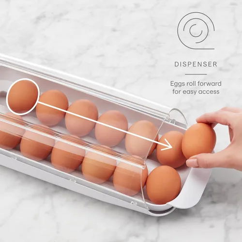 Miniatura 2 de YouCopia FridgeView - Soporte rodante para huevos, organizador de huevos apilable sin BPA con bandeja extraíble para almacenamiento