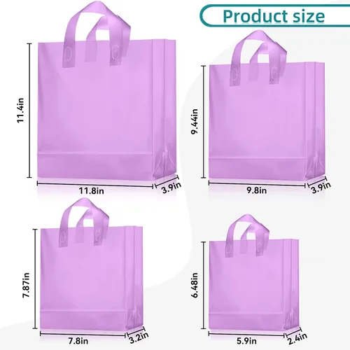Miniatura 2 de Weewooday 100 Piezas Bolsas de Regalo de Plástico Esmerilado con Asas para Pequeñas Empresas Bolsas de Compras Transparentes con Fondo de Cartón, 4