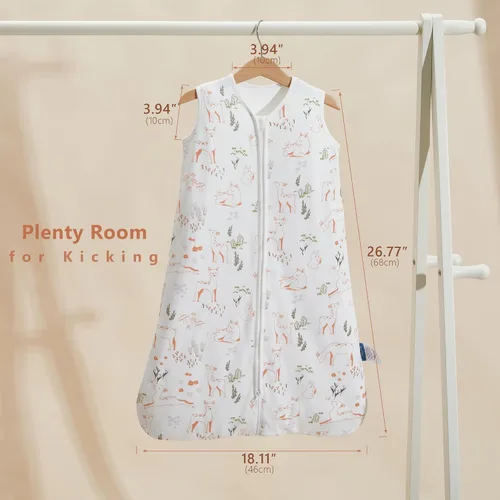 Miniatura 3 de TILLYOU - Saco de Dormir para Bebé de 0 a 6 Meses, TOG 1.5, 100% Algodón, Cremallera Doble, Saco de Dormir Cálido y Suave, Venado Travieso