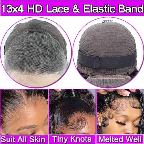 Miniatura 5 de Peluca de encaje frontal de 30 pulgadas, cabello humano prearrancado de densidad 180, peluca de encaje frontal brasileña con cabello húmedo y Encaje