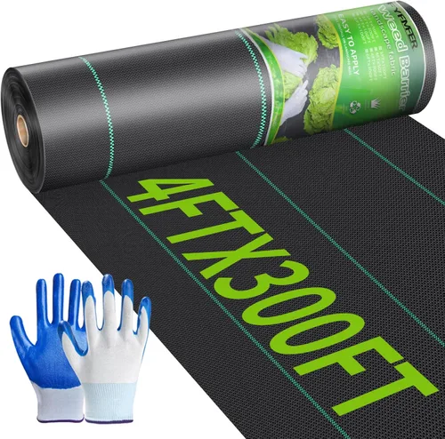 Miniatura 9 de Tela de barrera de malezas de 3 x 300 pies, resistente, tela tejida para control de malezas, tela geotextil tejida para contrapiso, alfombrilla