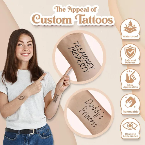 Miniatura 6 de Tatuaje temporal personalizado para adultos con nombre de texto personalizado, adhesivo de tatuaje falso para mujeres y hombres, tatuaje con nombre