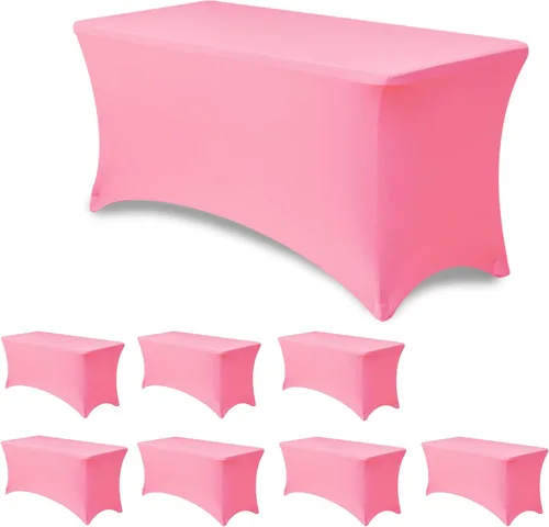 Miniatura 42 de Funda Elástica para Mesa para Mesas Rectangulares de 4 pies - Paquete de 8 Manteles de Spandex Azul Aguamarina con Elástico - Para Mesas Plegables