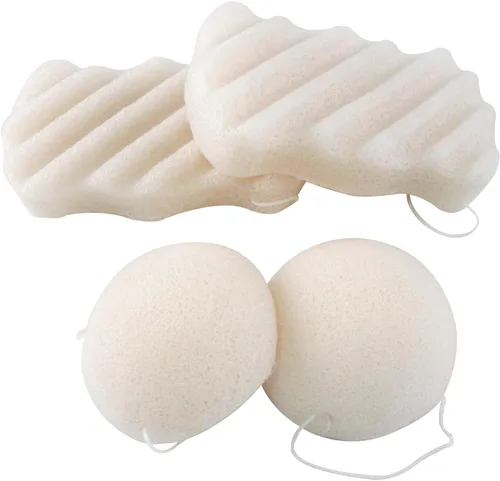 Konjac - Juego de esponjas faciales orgánicas exfoliantes, exfoliantes faciales suaves diarios, cuidado de la piel, esponja limpiadora corporal