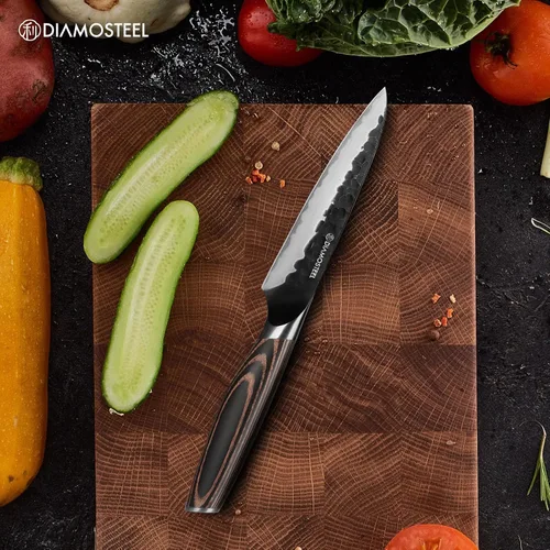 Miniatura 5 de Cuchillo utilitario – Cuchillo profesional de cocina de 5 pulgadas – Hoja de óxido negro martillado japonés 9CR18MOV acero inoxidable de alto
