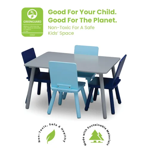 Miniatura 3 de Delta Children Conjunto de mesa y sillas para niños (4 sillas incluidas), gris/azul