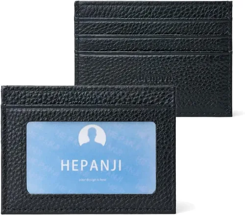 Miniatura 13 de Cartera de tarjeta de crédito de cuero genuino, billetera minimalista, inserciones de billetera delgada, 003, Estuche para tarjetas de crédito