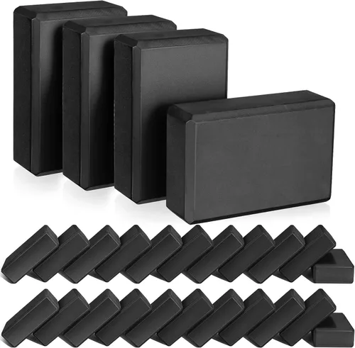 Lenwen 30 bloques de yoga negros de 9 x 6 x 3 pulgadas, espuma EVA, antideslizante, de alta densidad, para estirar, pilates, accesorios de meditación