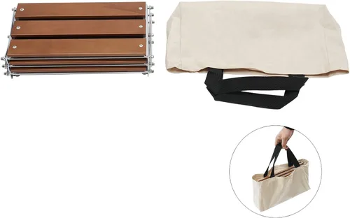 Miniatura 7 de Soporte de parrilla de 3 niveles para exteriores, mesa de picnic de madera portátil, mesa de trabajo exterior ligera, parrilla de patio trasero