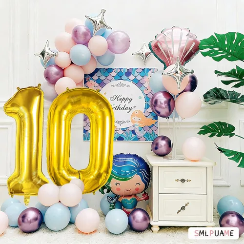 Miniatura 5 de Globos de números de 40 pulgadas del 0 al 9 dorados grandes del número 0, globos digitales para suministros de decoración de celebración de fiesta