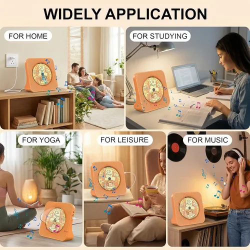 Miniatura 12 de Gueray Reproductor de CD portátil, reproductor de CD Kpop Bluetooth para escritorio con altavoz de sonido de alta fidelidad, radio FM, reproductor
