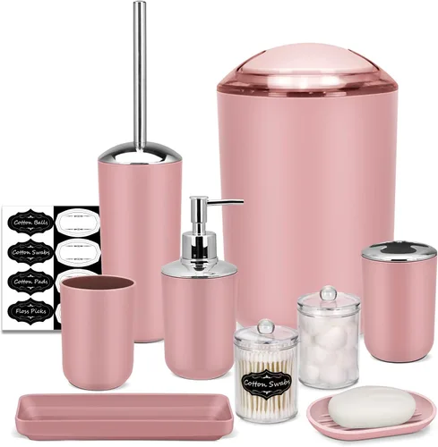 Miniatura 25 de Conjunto de Accesorios de Baño IMAVO, Juego de Baño Verde, Juego de 7 Piezas de Accesorios de Baño, Bandeja, Cepillo de Inodoro, Bote de Basura