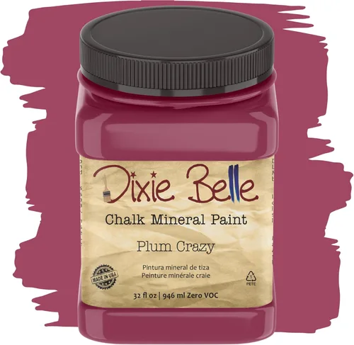Miniatura 214 de Dixie Belle Paint Company - Pintura con acabado de tiza para muebles, color negro (Caviar), 1 galón, 128 fl oz, pintura mineral color rosa intenso